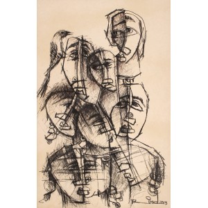 A. S. Rind, 22 x 14 Inch, Charcoal On Paper , Figurative Painting, AC-ASR-417